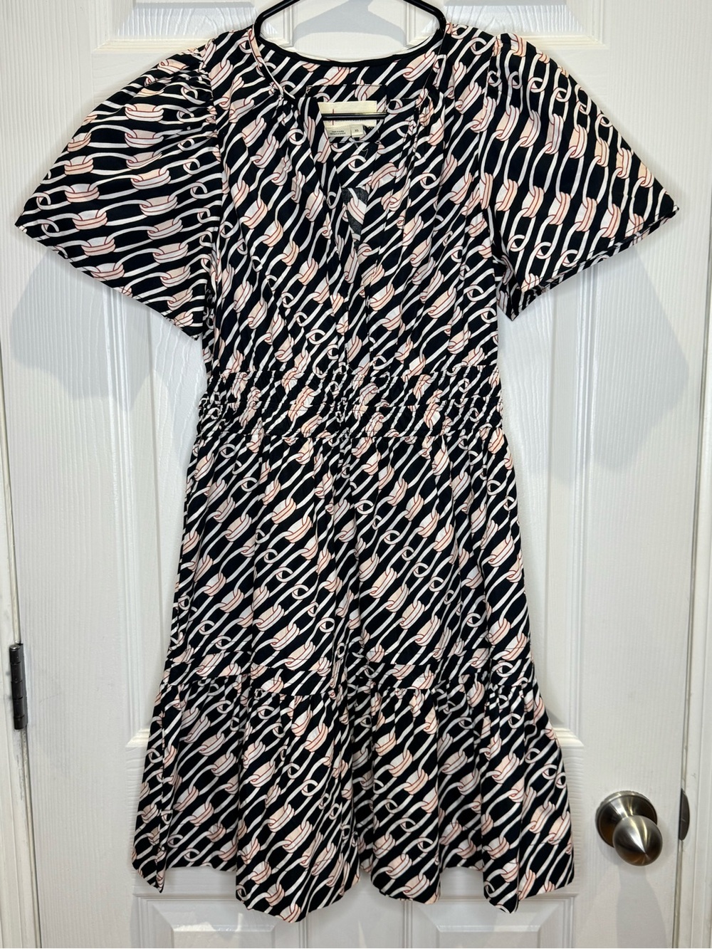 Anthropologie Somerset Mini Dress Women's XS Black White Link 100% Cotton